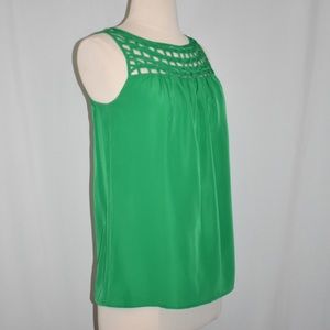 Ann Taylor Sleeveless Blouse, Green, XS